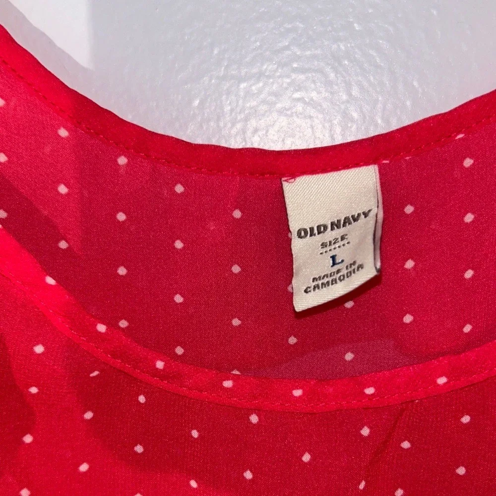 Old Navy Red Sleeveless Polka Dot Tank Top Sheer‎ Size L